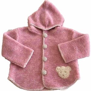 Pink Cozy Plush Hooded Jacket Teddy Bear Design Soft, Warm Coat
Sz 3T